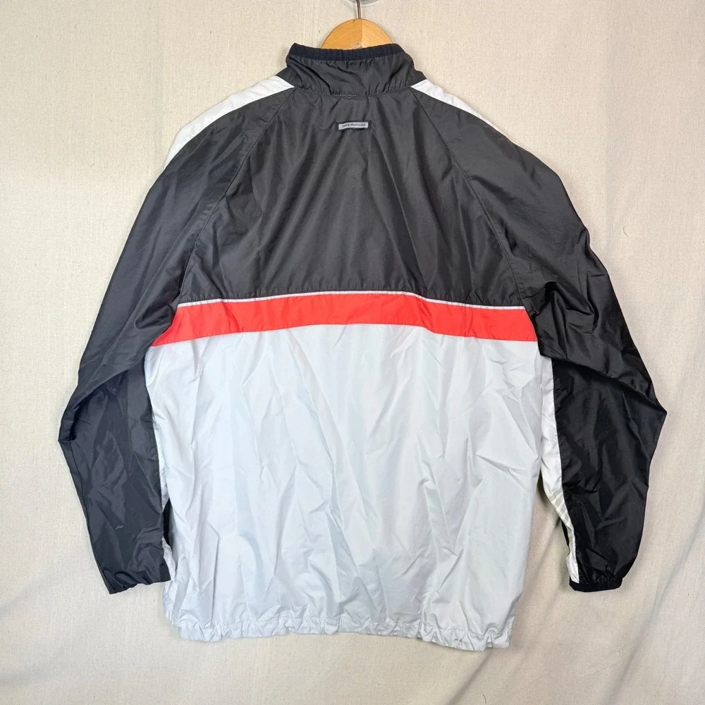 Nike Running‎ Windbreaker Jacket Mens Large Black White Red Full Zip Mesh Lined